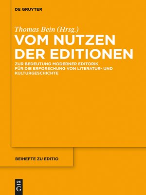 cover image of Vom Nutzen der Editionen